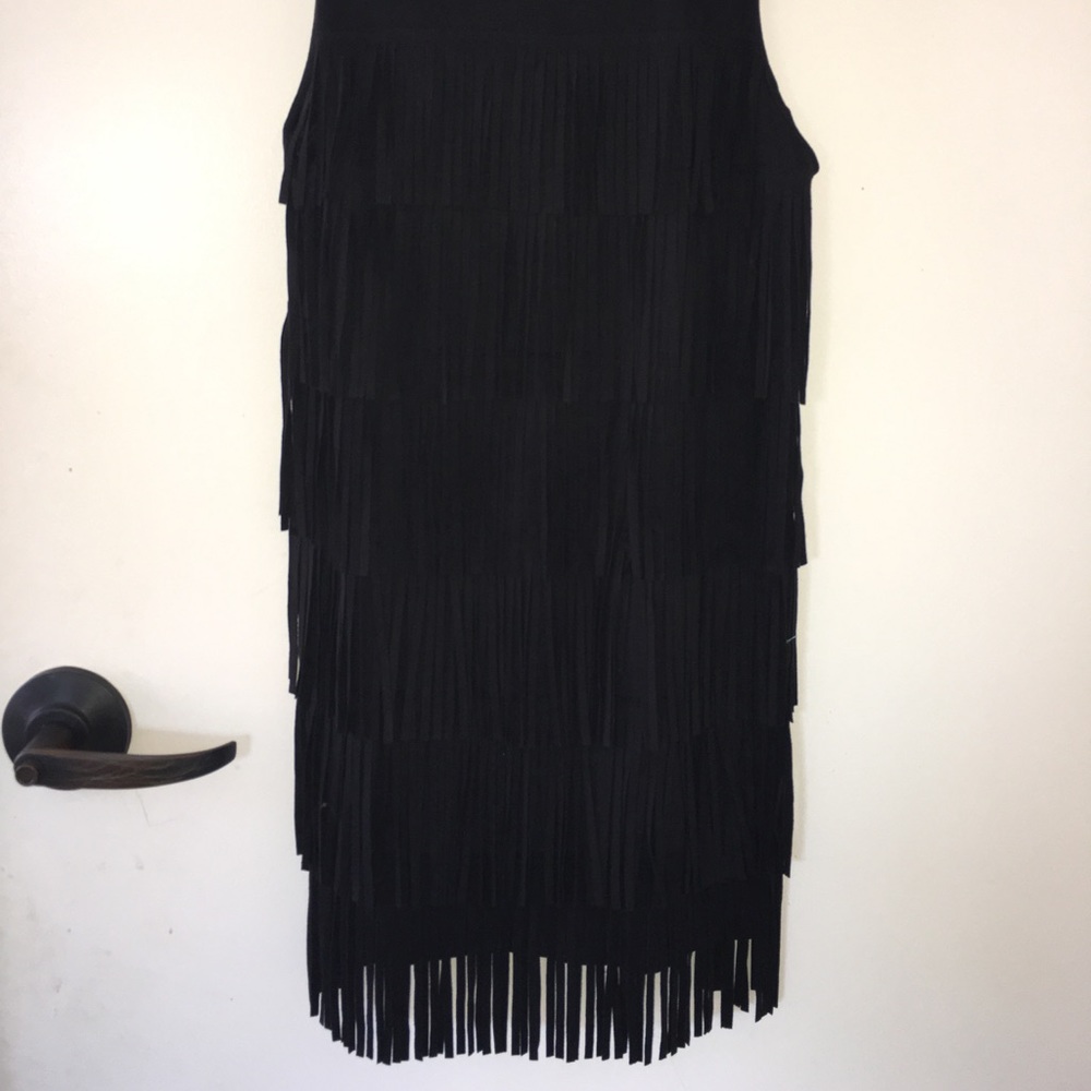 Black fringe shift dress